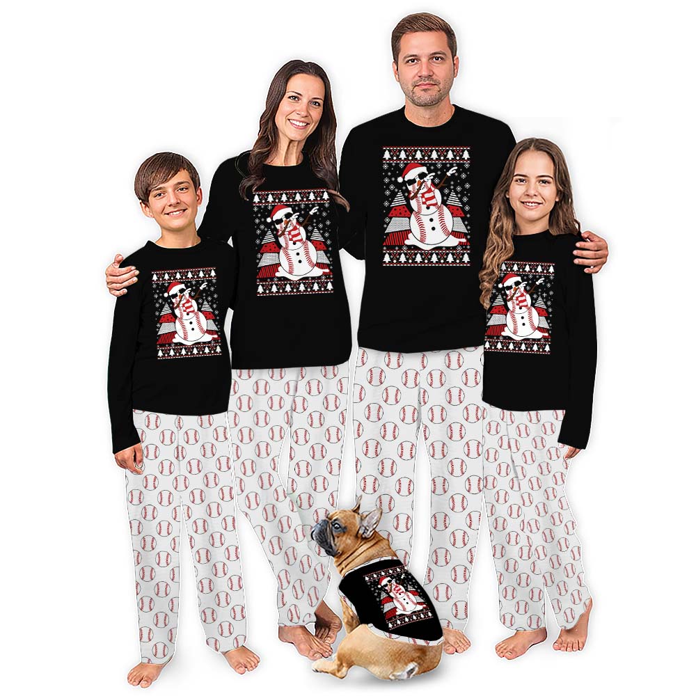 Dope Baseball Snowman Matching Christmas Pjs Plus Size 6